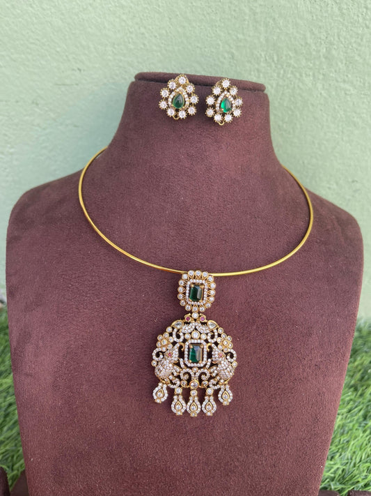 Hasli dual elephant peacock necklace with or without earrings - Alluring Accessories