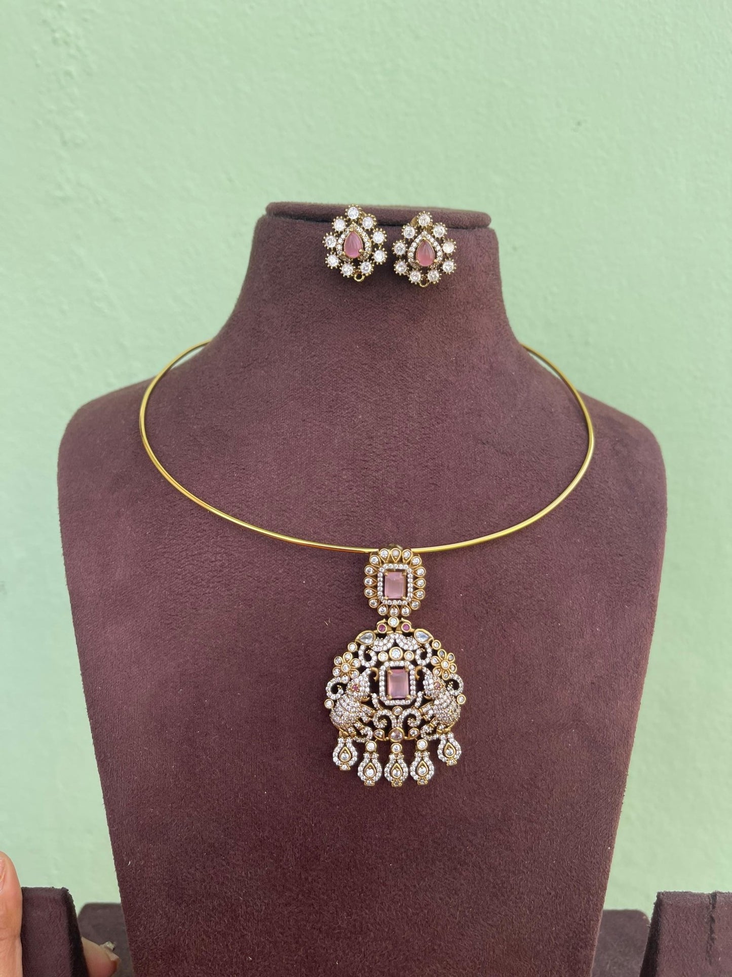 Hasli dual elephant peacock necklace with or without earrings - Alluring Accessories