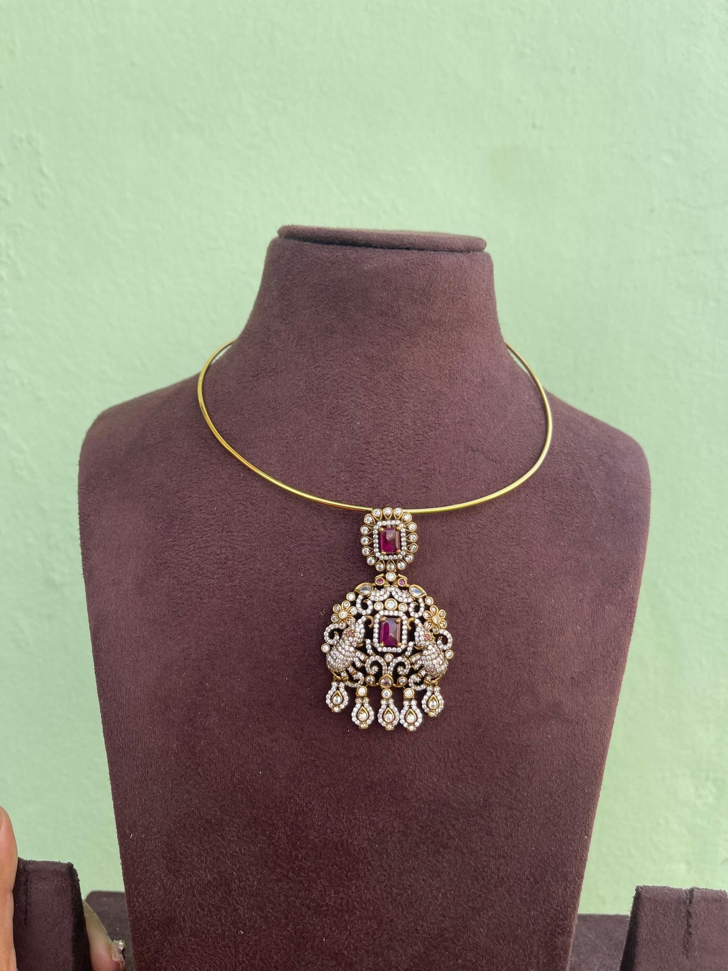 Hasli dual elephant peacock necklace with or without earrings - Alluring Accessories