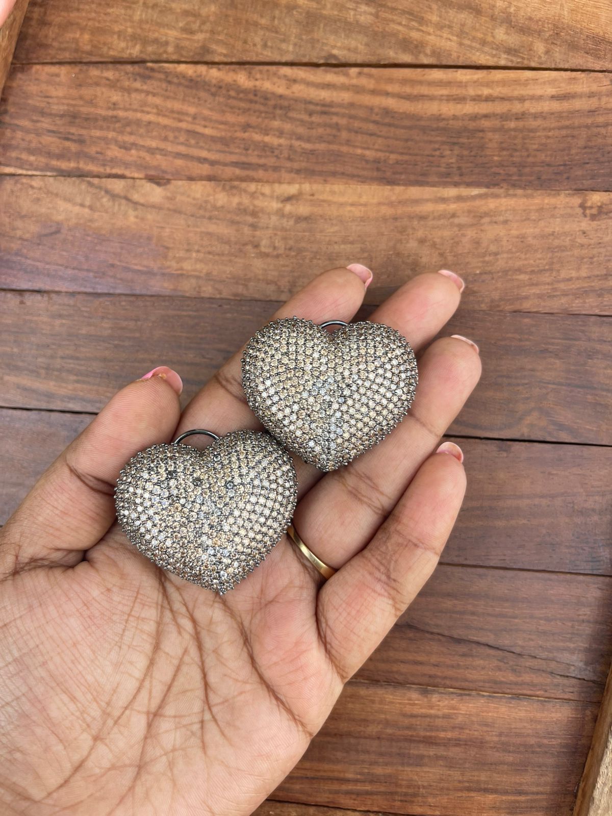 Heart sparkling cocktail zircon studs - Alluring Accessories