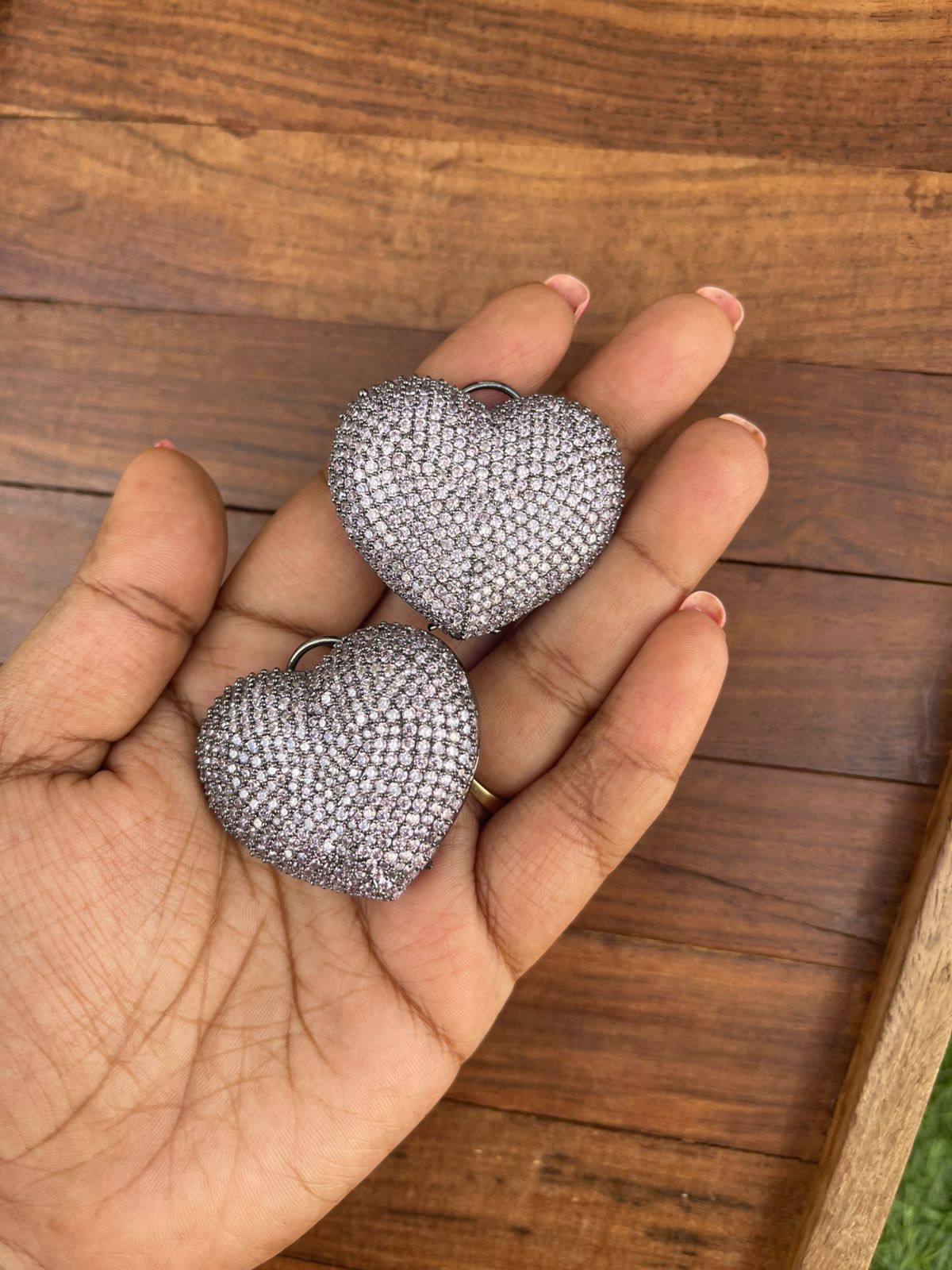 Heart sparkling cocktail zircon studs - Alluring Accessories