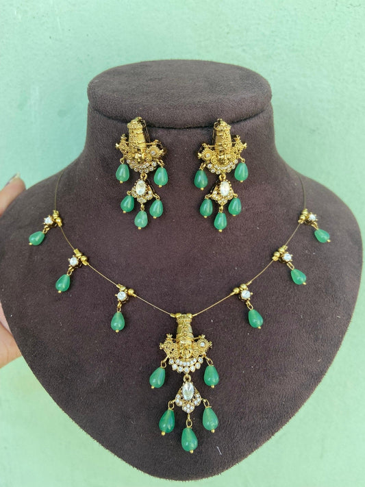 Lord balaji invisible necklace with earrings - Alluring Accessories