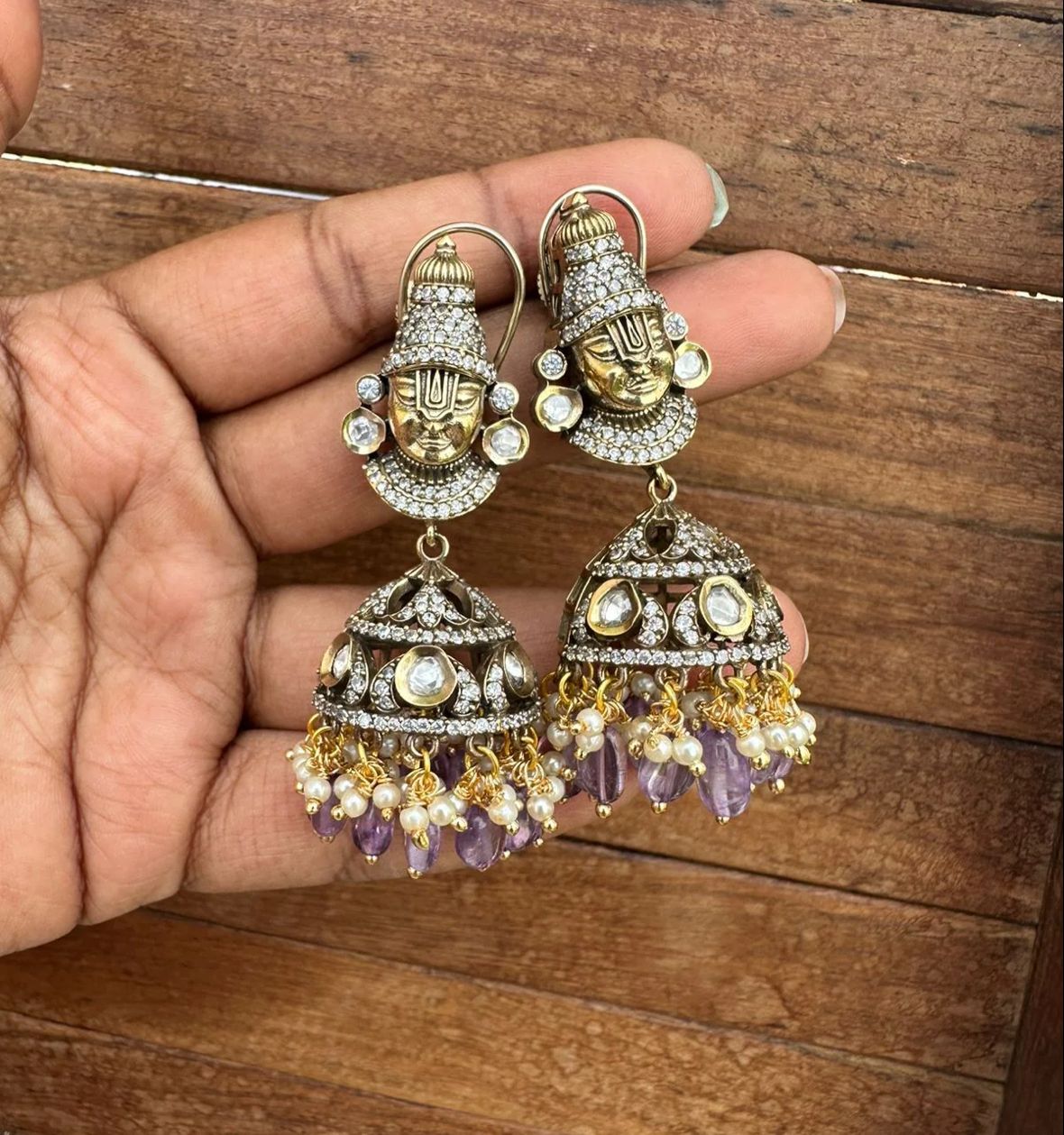 Lord balaji victorian jhumkas( lord venkateshwara swamy) - Alluring Accessories