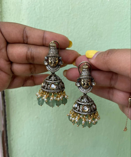 Lord balaji victorian jhumkas( lord venkateshwara swamy) - Alluring Accessories