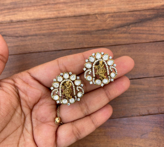 Lord krishna moissanite victorian stud earrings - Alluring Accessories