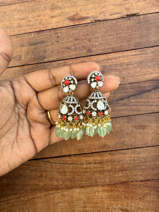 Moissanite cone victorian jhumkas - Alluring Accessories