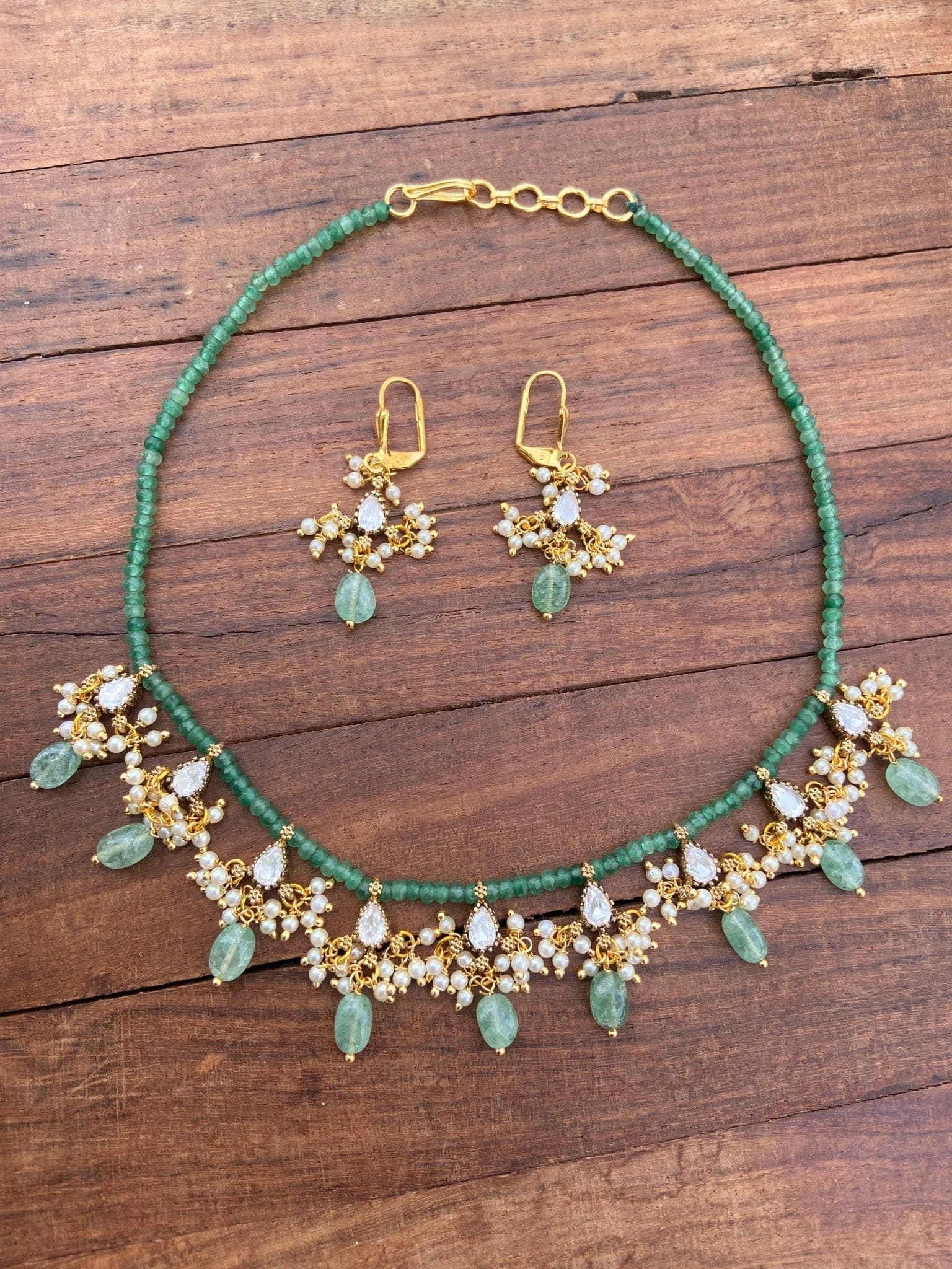 Moissanite pearl necklace with hooks - Alluring Accessories