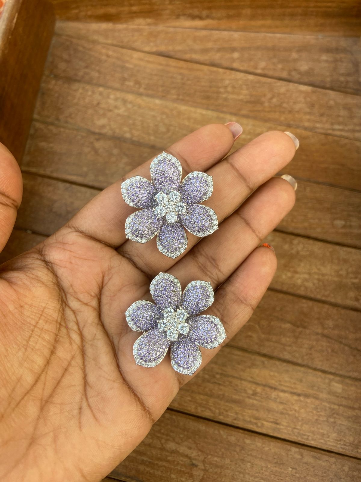 Oversized flower AD stone zircon studs - Alluring Accessories