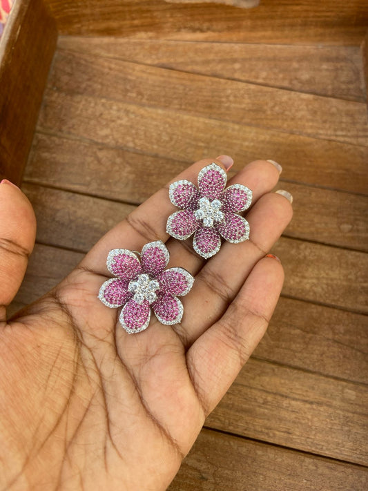 Oversized flower AD stone zircon studs - Alluring Accessories