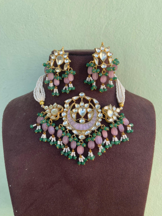 Pastel shade ahmedabadi kundan necklace 5 - Alluring Accessories