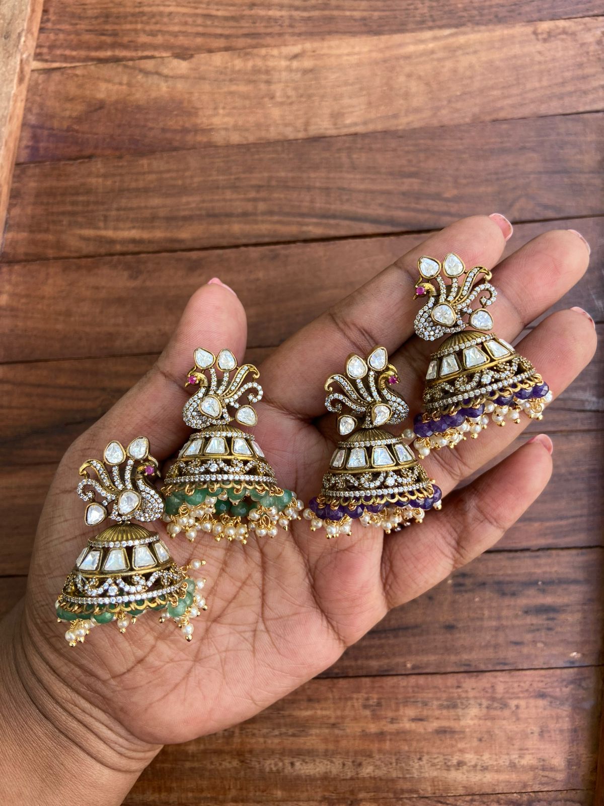 Peacock moissanite classy jhumkas - Alluring Accessories