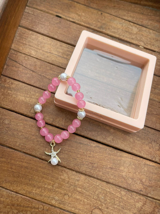 Pink gift pack starfish pearl adjustable bracelet - Alluring Accessories