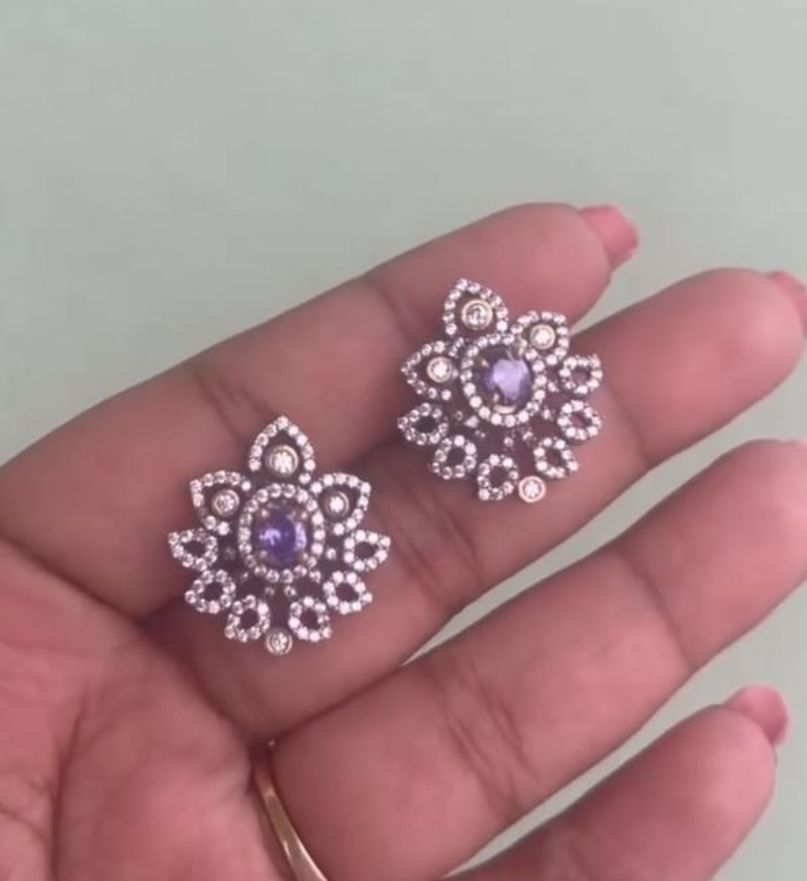 Purple flower victorian studs - Alluring Accessories