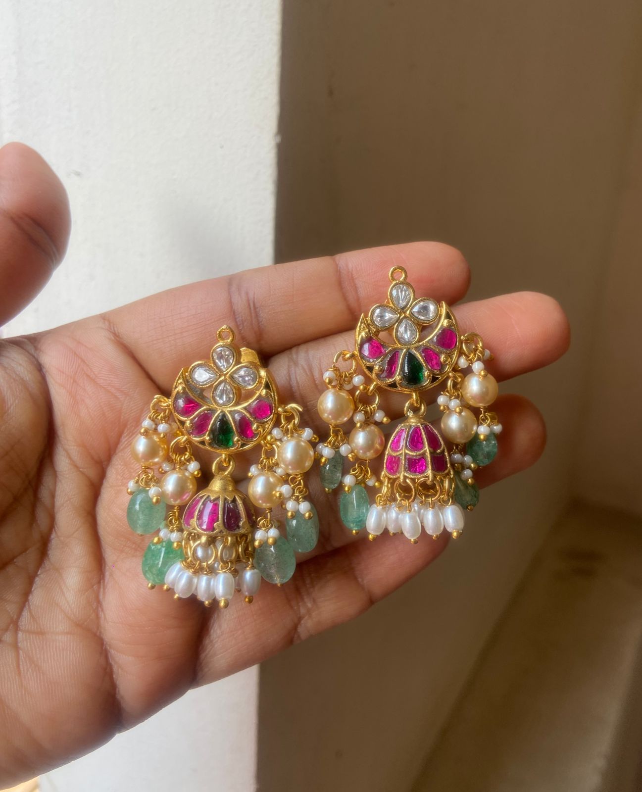 Real kundan chandbali jhumkas 2 - Alluring Accessories