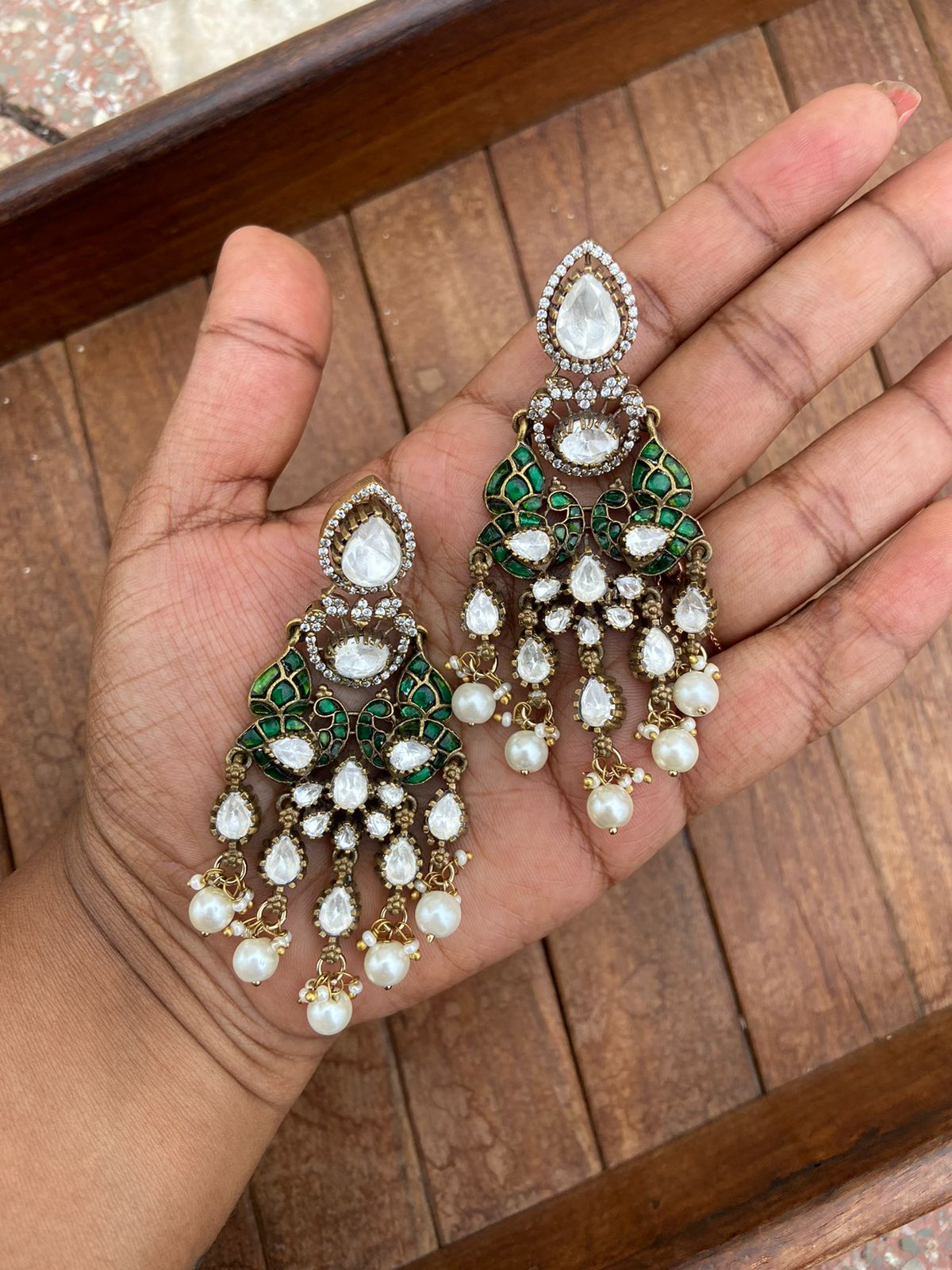 Real kundan dual peacock moissanite chandbalis - Alluring Accessories