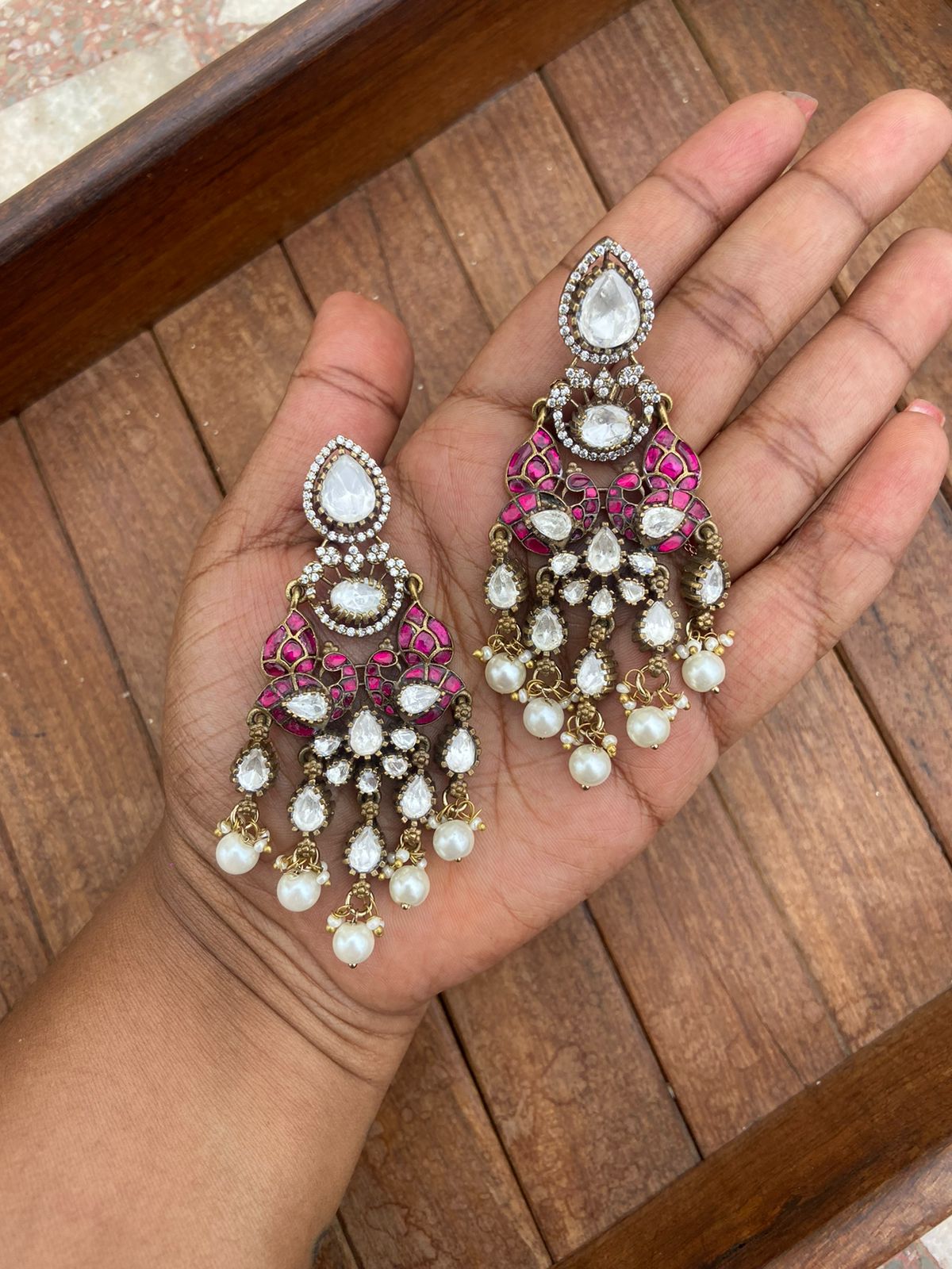 Real kundan dual peacock moissanite chandbalis - Alluring Accessories