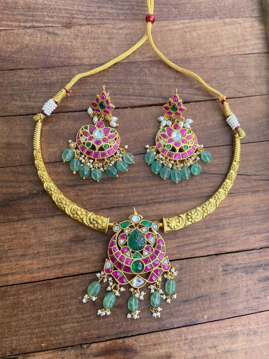 Real kundan hasli/ kante and chandbalis combo - Alluring Accessories