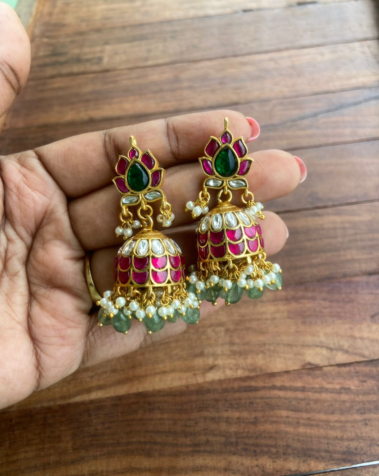 Real kundan jadau diva jhumkas 2 - Alluring Accessories