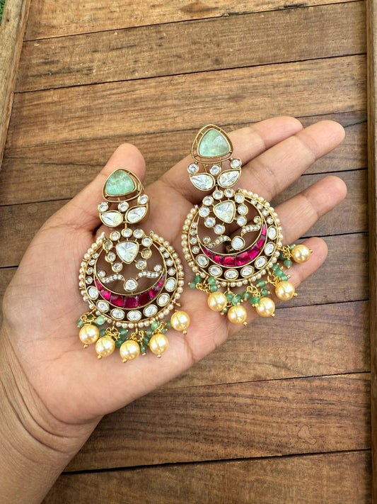 Real kundan pastel designer multi chandbalis - Alluring Accessories