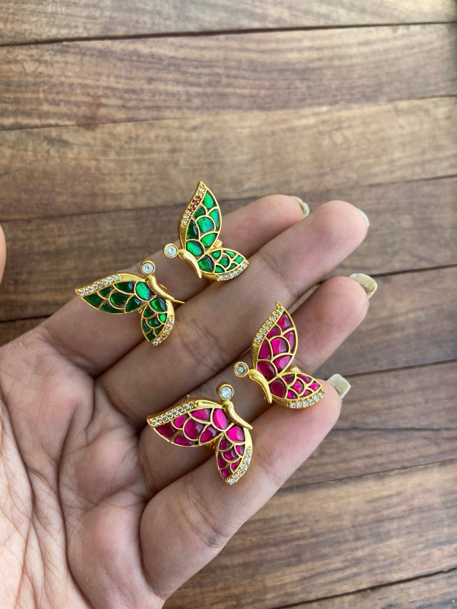 Real kundan unique butterfly studs - Alluring Accessories