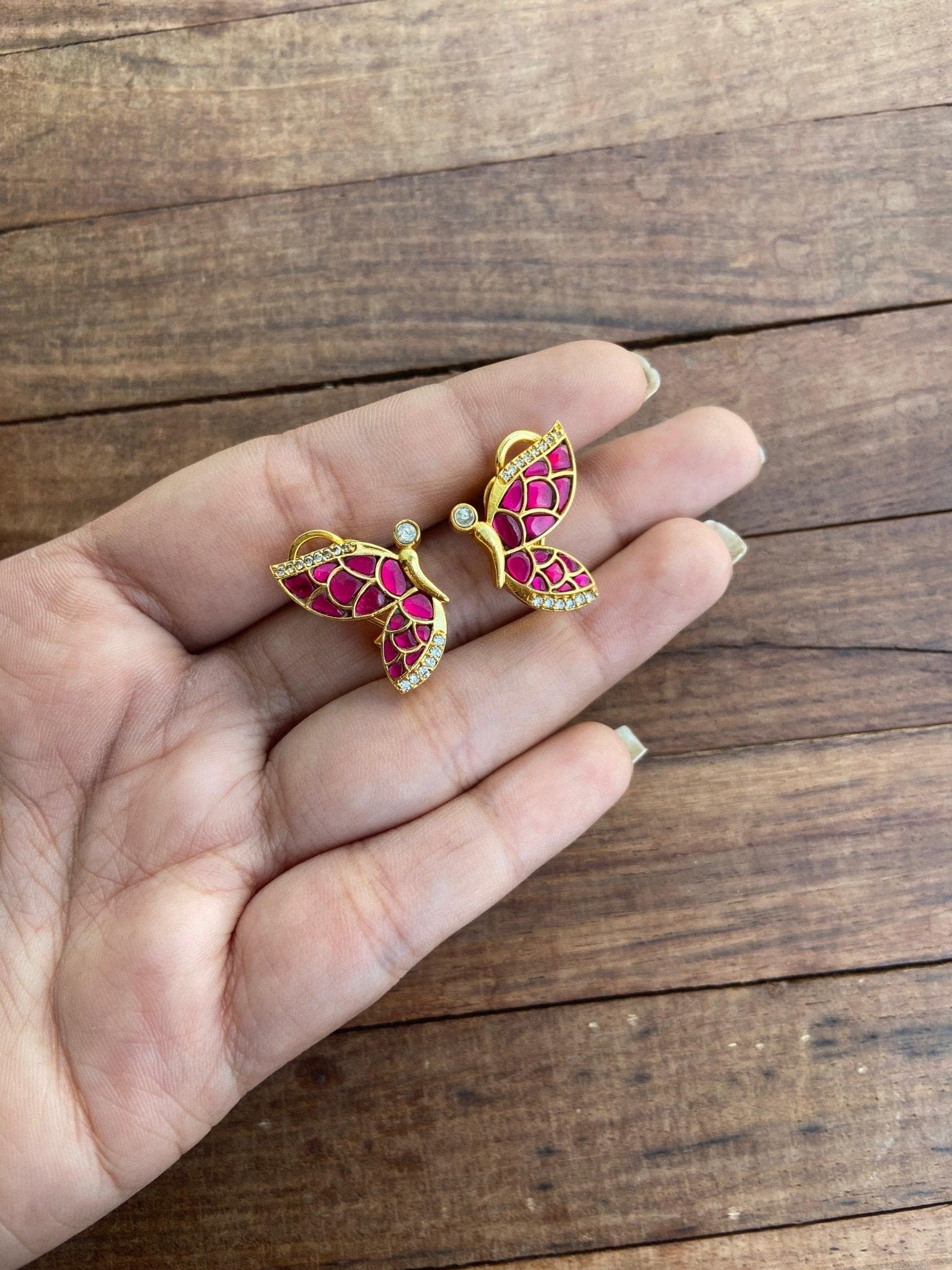 Real kundan unique butterfly studs - Alluring Accessories