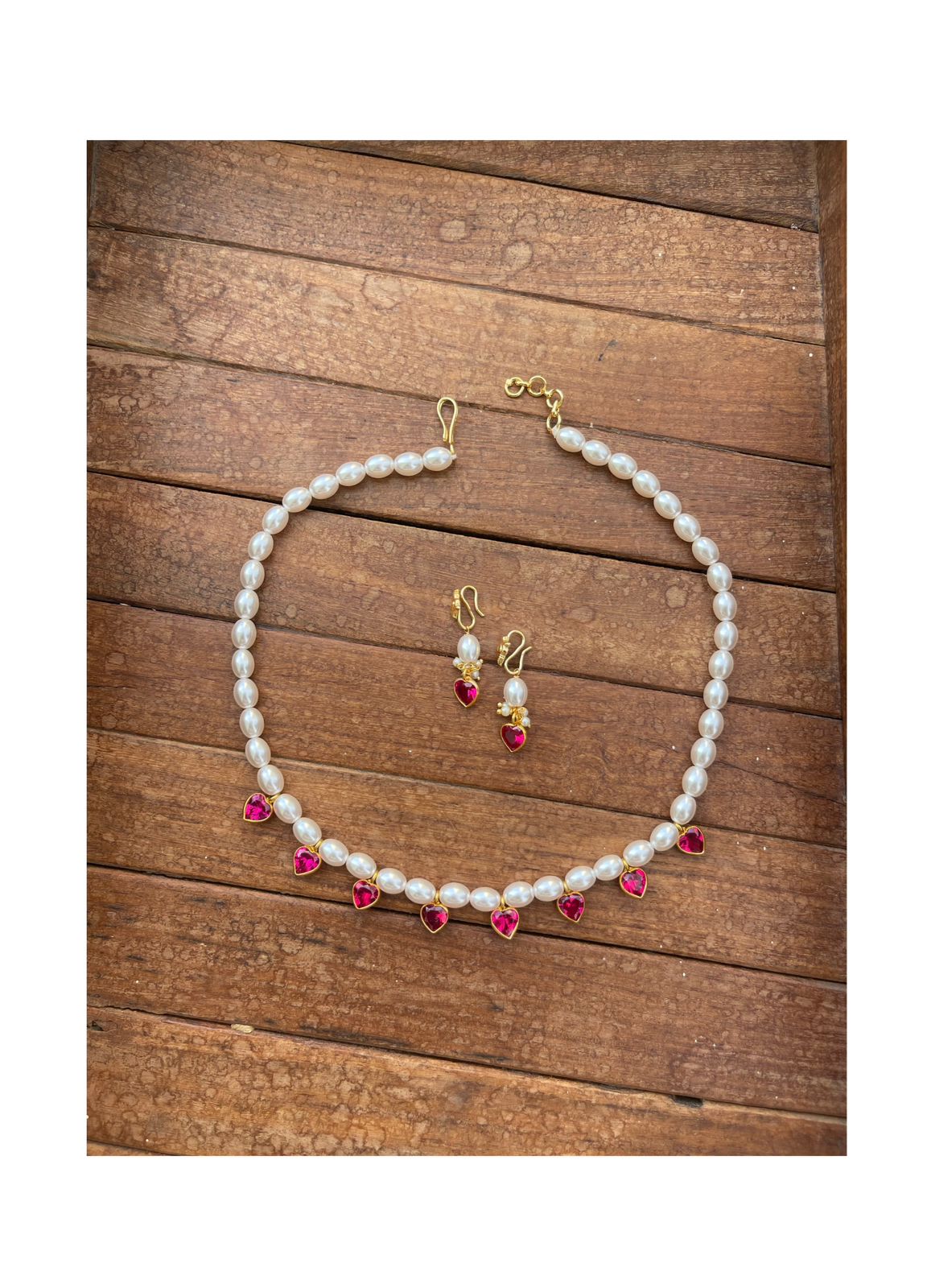 Real pearl full of hearts necklace - Alluring Accessories