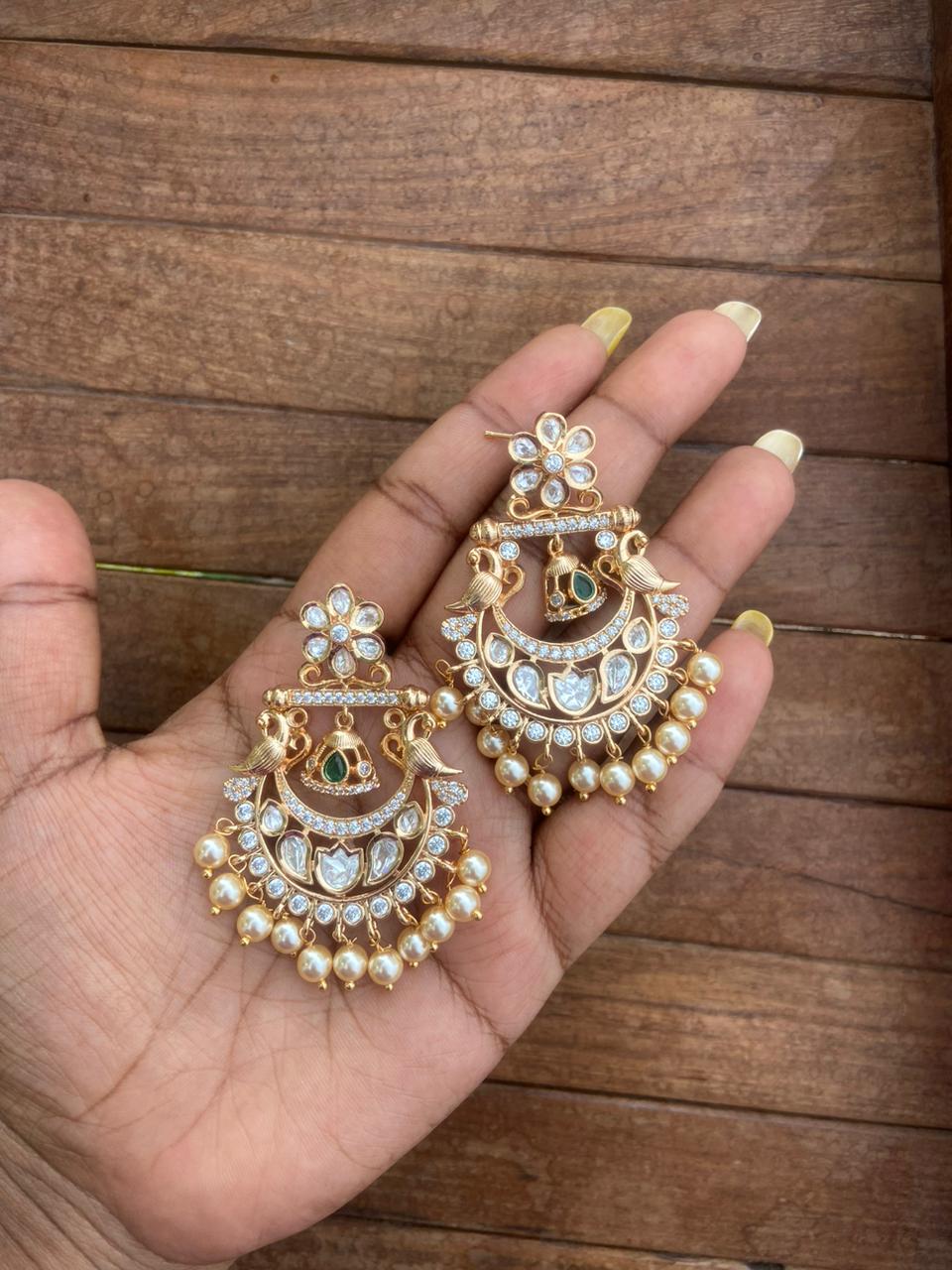 Rosegold dual peacock chandbalis - Alluring Accessories