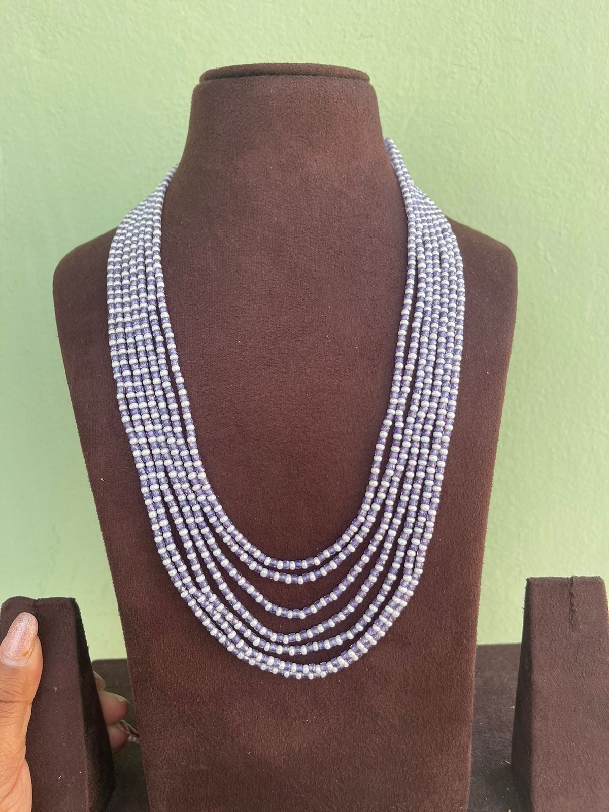 Seven layered crystal beaded mala - Alluring Accessories