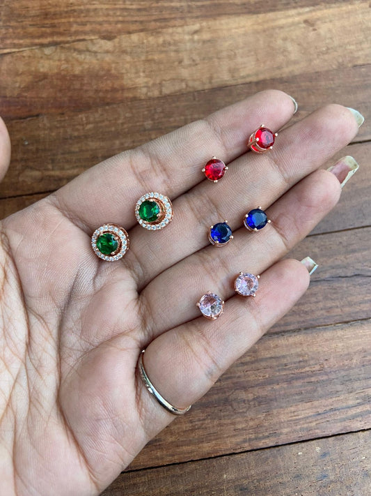 Single stone four changeable zircon studs - Alluring Accessories