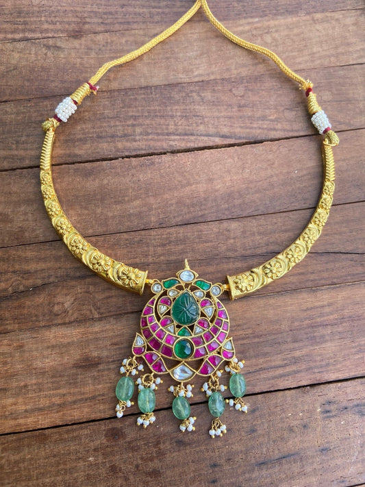Size varying flower real kundan hasli/ kante 2 - Alluring Accessories