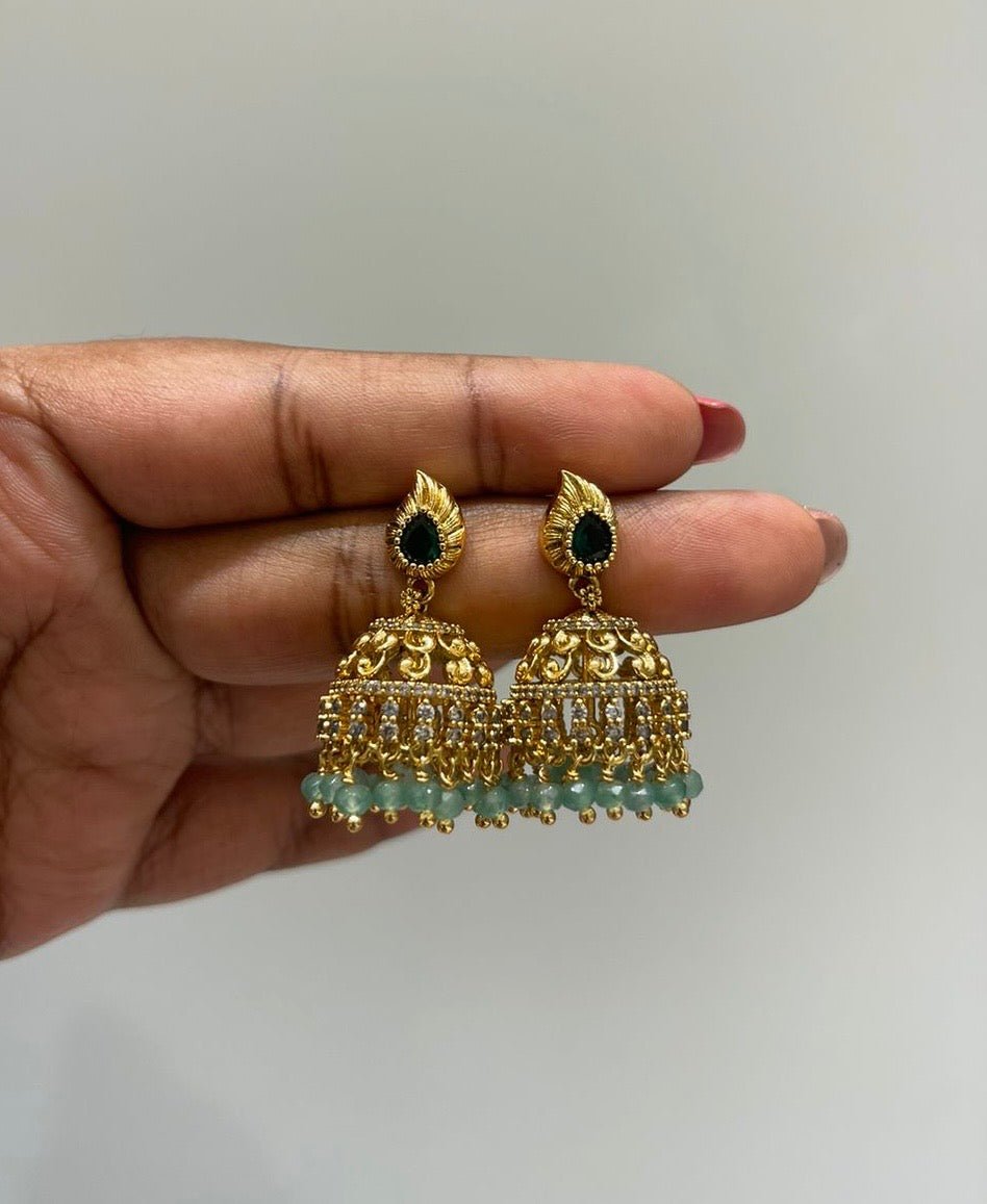 Small mango gold jhumkas - Alluring Accessories