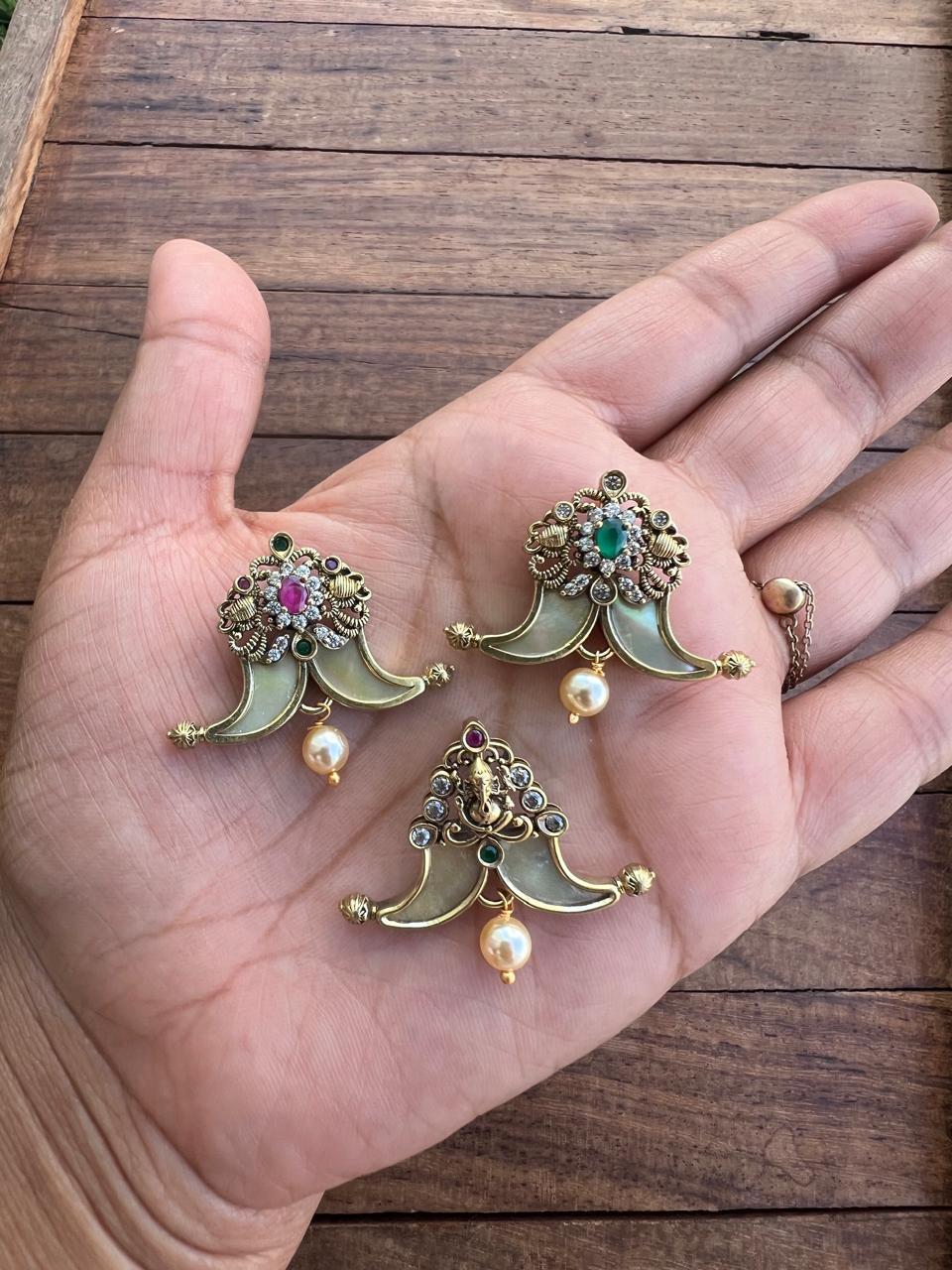 Small pullighore peacock Ganesh lockets - Alluring Accessories