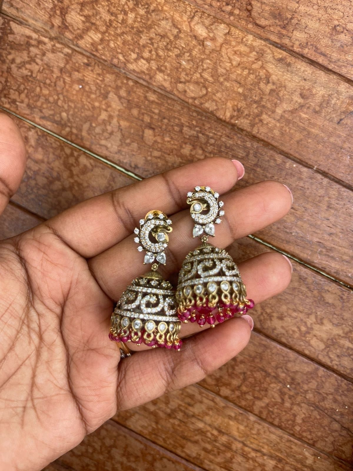 Spiral peacock antique victorian jhumkas - Alluring Accessories