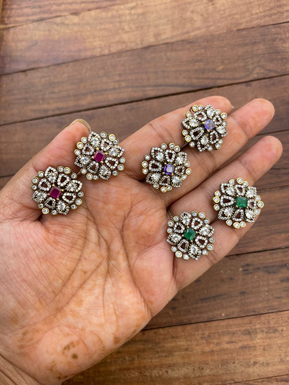 Square moissanite victorian studs design6 - Alluring Accessories