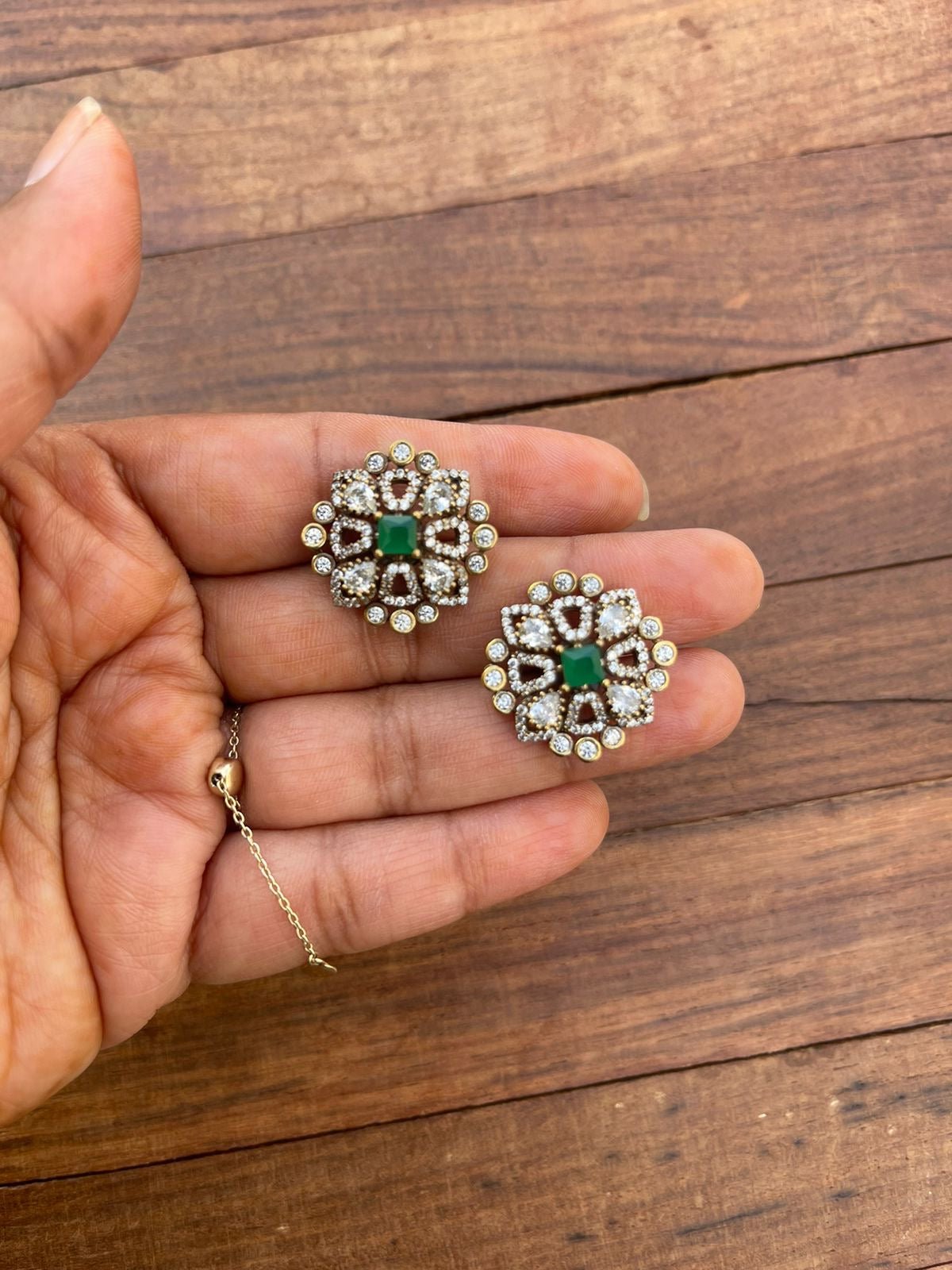 Square moissanite victorian studs design6 - Alluring Accessories