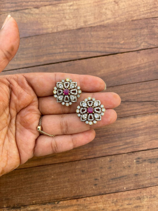 Square moissanite victorian studs design6 - Alluring Accessories