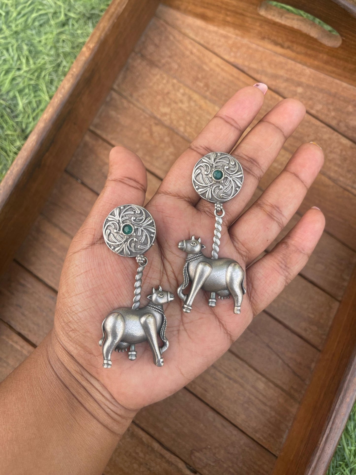 Statement cow oxidised earrings - Alluring Accessories