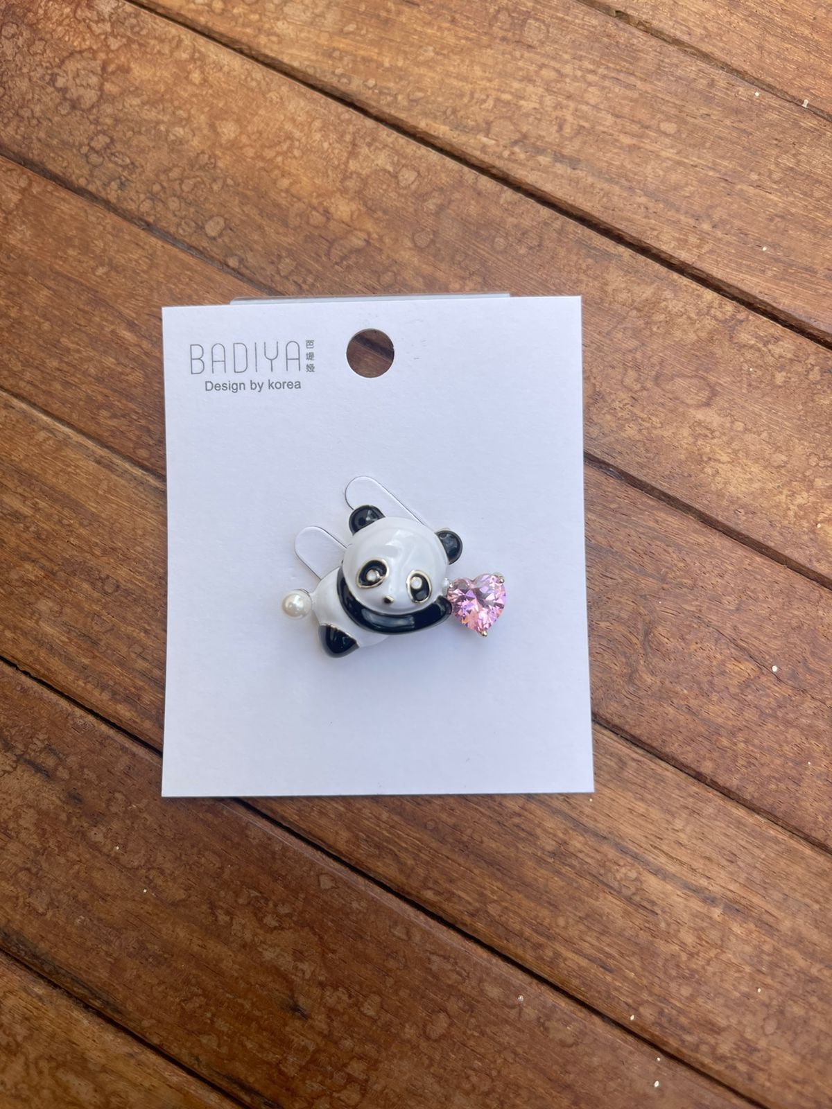 Sterling silver cute pink heart panda brooch - Alluring Accessories