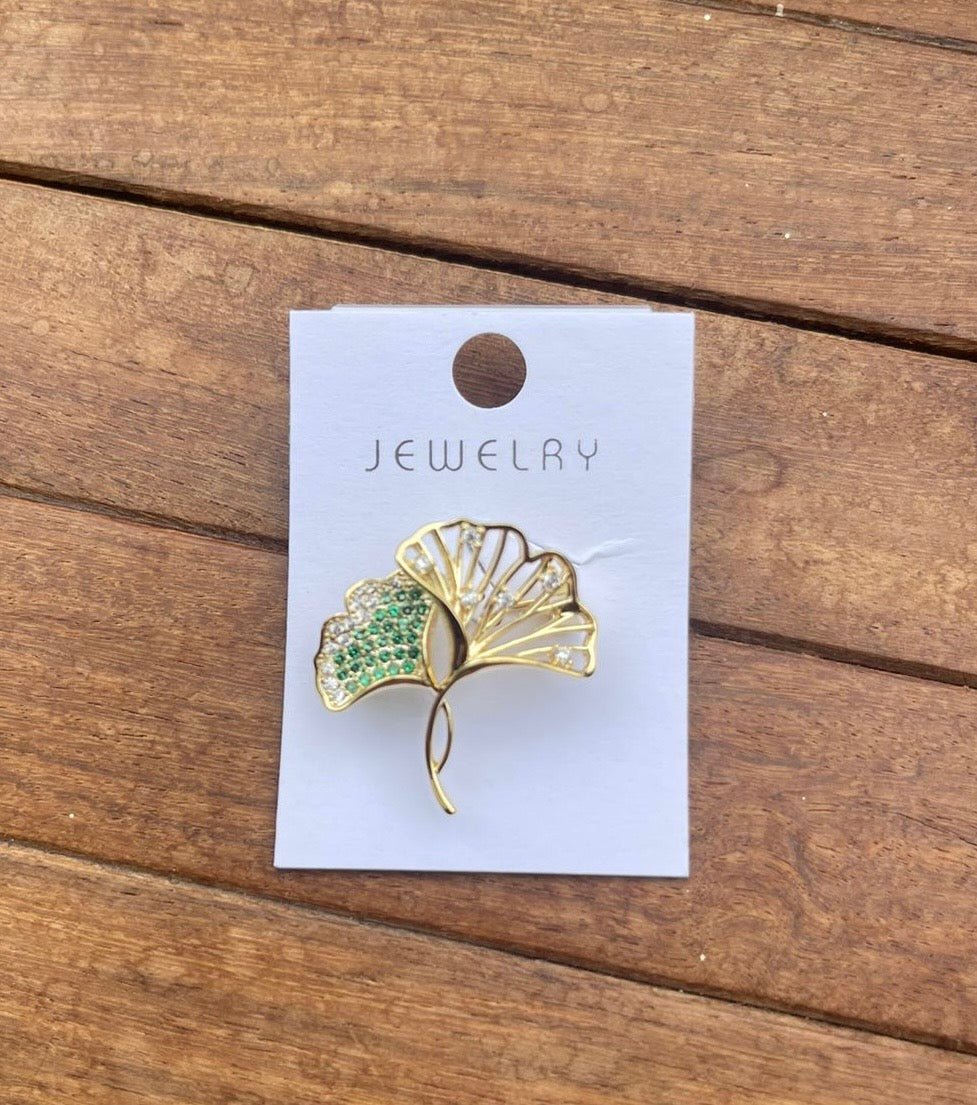 Sterling silver ginkgo ombre brooch - Alluring Accessories