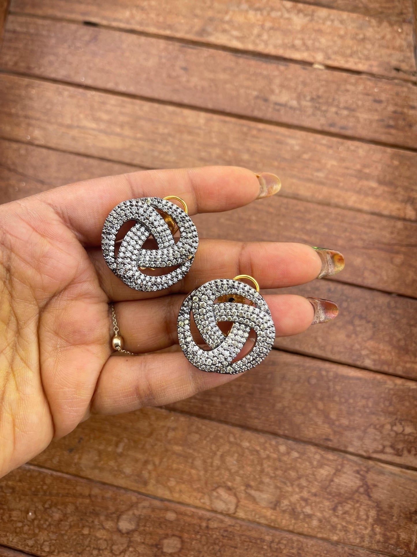 Stylish traingle looped zircon earrings - Alluring Accessories