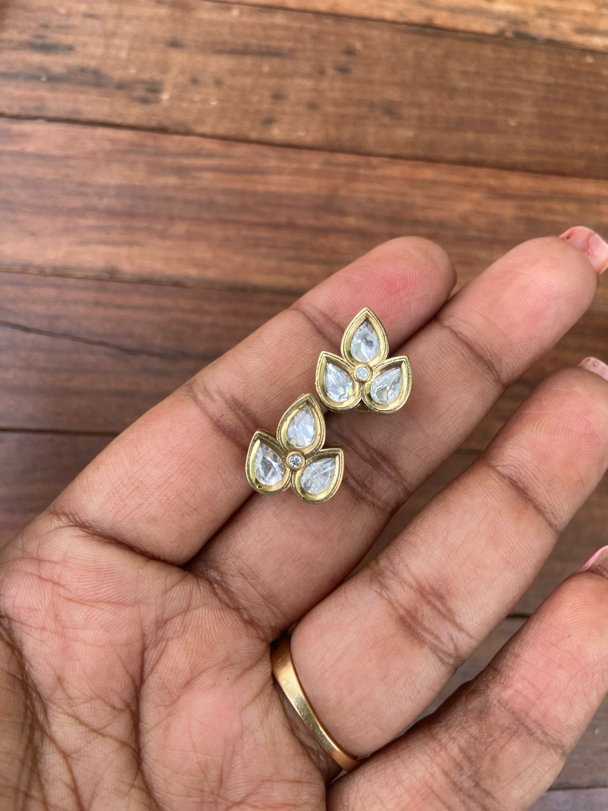 Three stone kundan studs 5 - Alluring Accessories