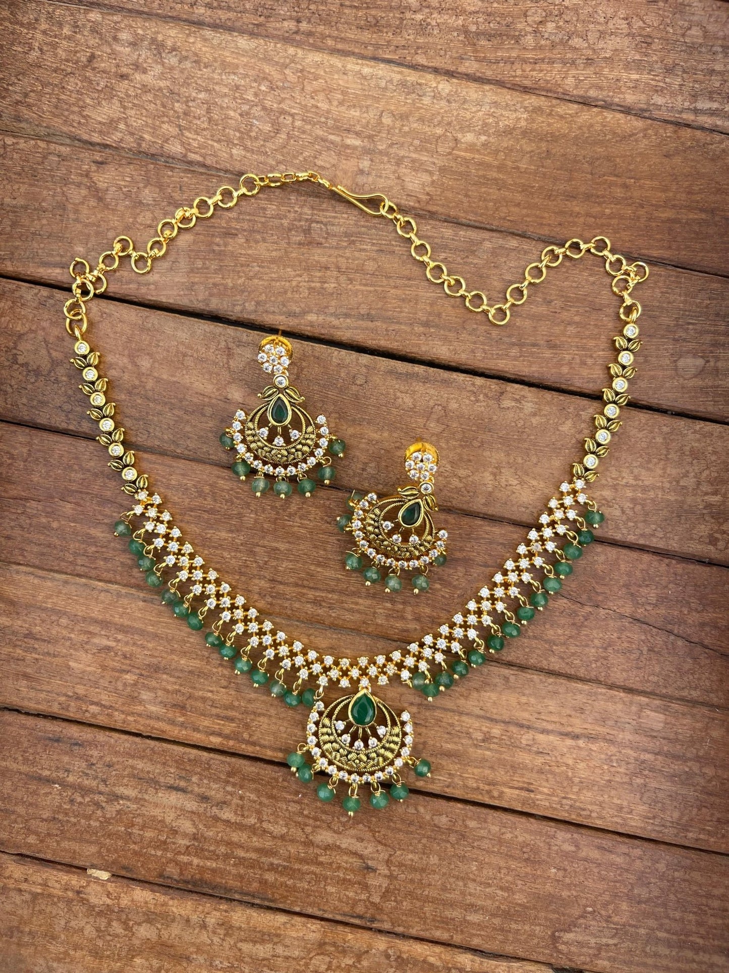 Traditional chandbali affordable necklace with earrings - Alluring Accessories