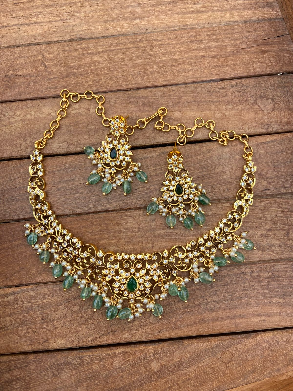 Traditional full of stones green beads necklace - Alluring Accessories