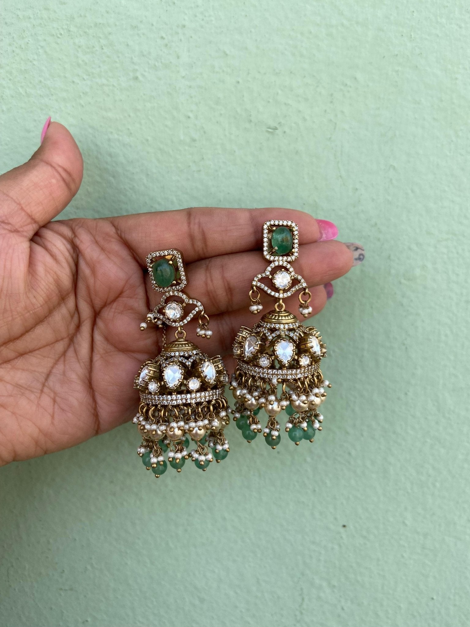 Two layered heavy look alike Victorian jhumkas design5 - Alluring Accessories