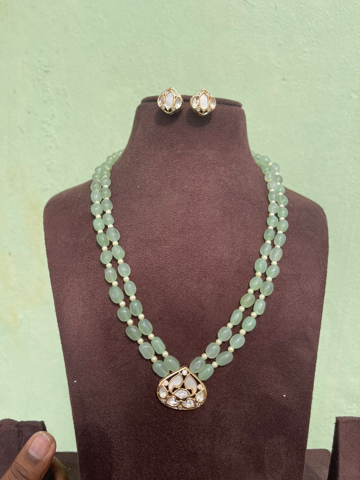 Two layered pastel green moissanite necklace - Alluring Accessories