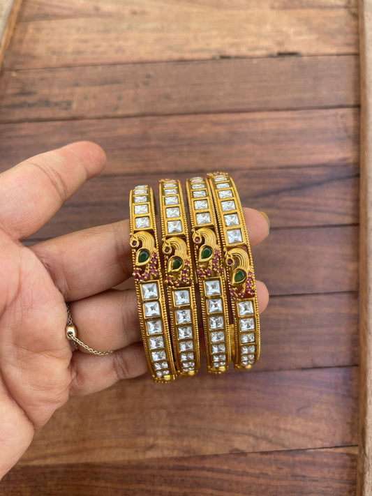 White Real kundan peacock bangles - Alluring Accessories