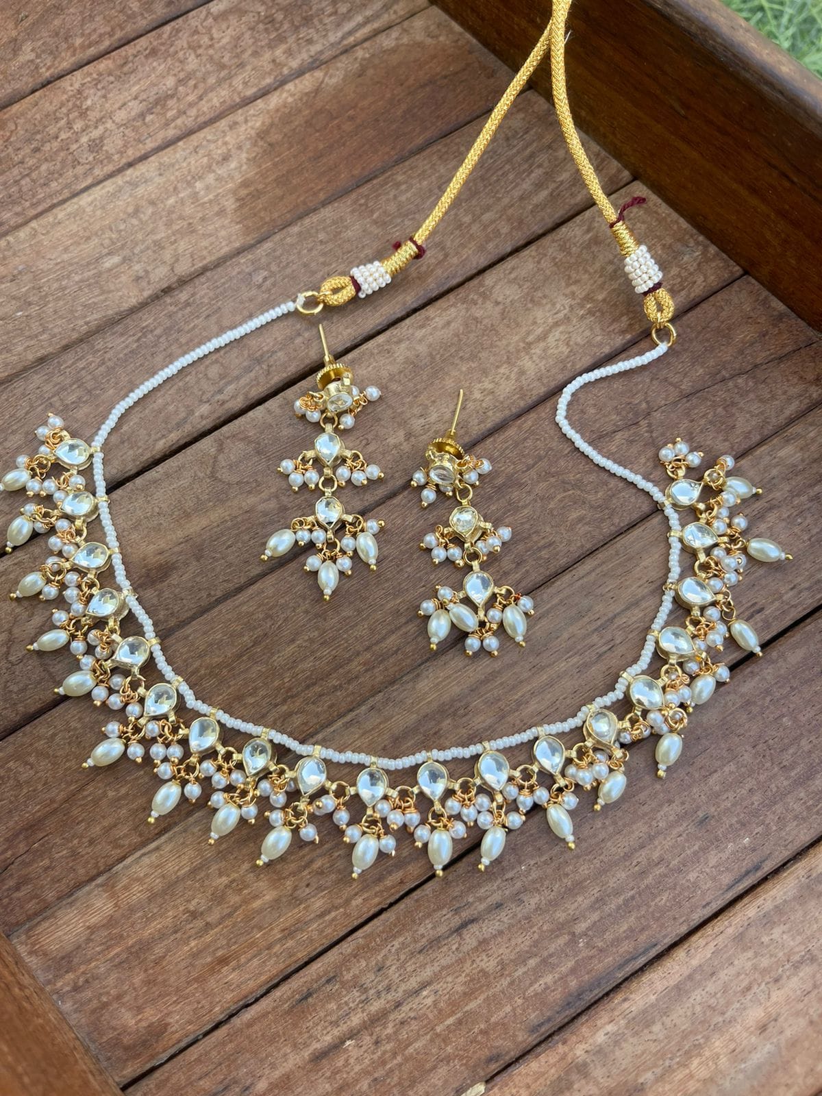 1999 real kundan jadau necklace with earrings - Alluring Accessories