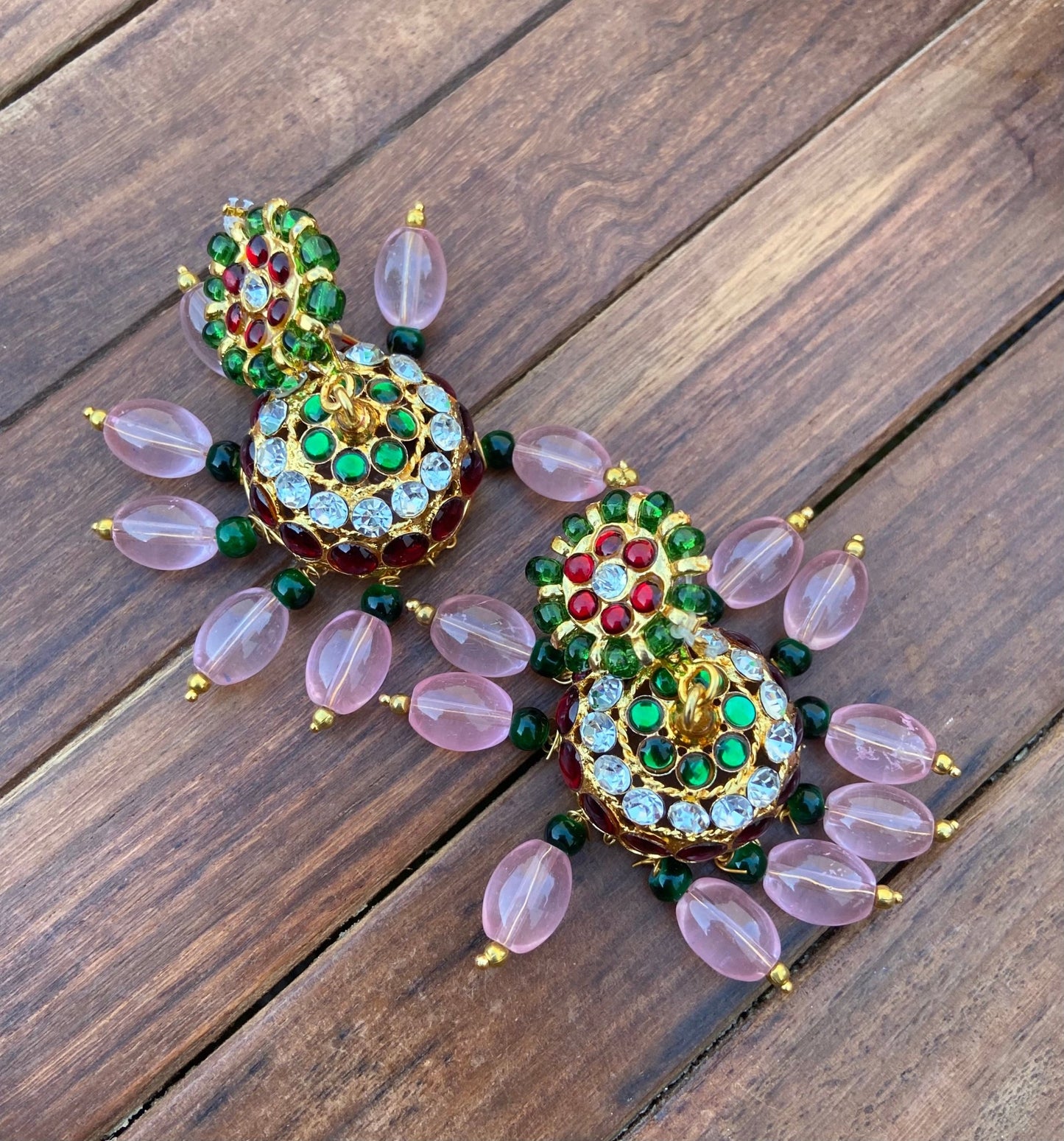 2 in 1 monalisa beads earrings ( stud+jhumka) - Alluring Accessories