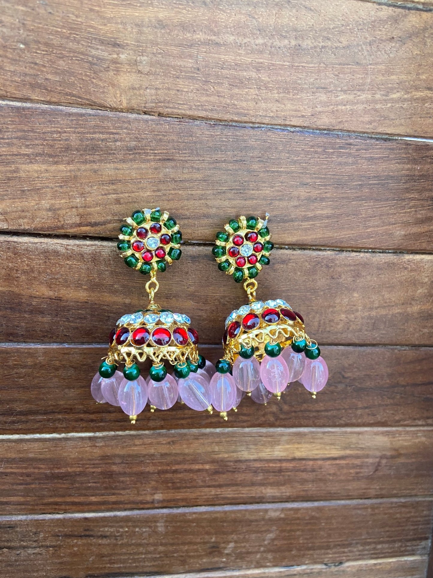 2 in 1 monalisa beads earrings ( stud+jhumka) - Alluring Accessories