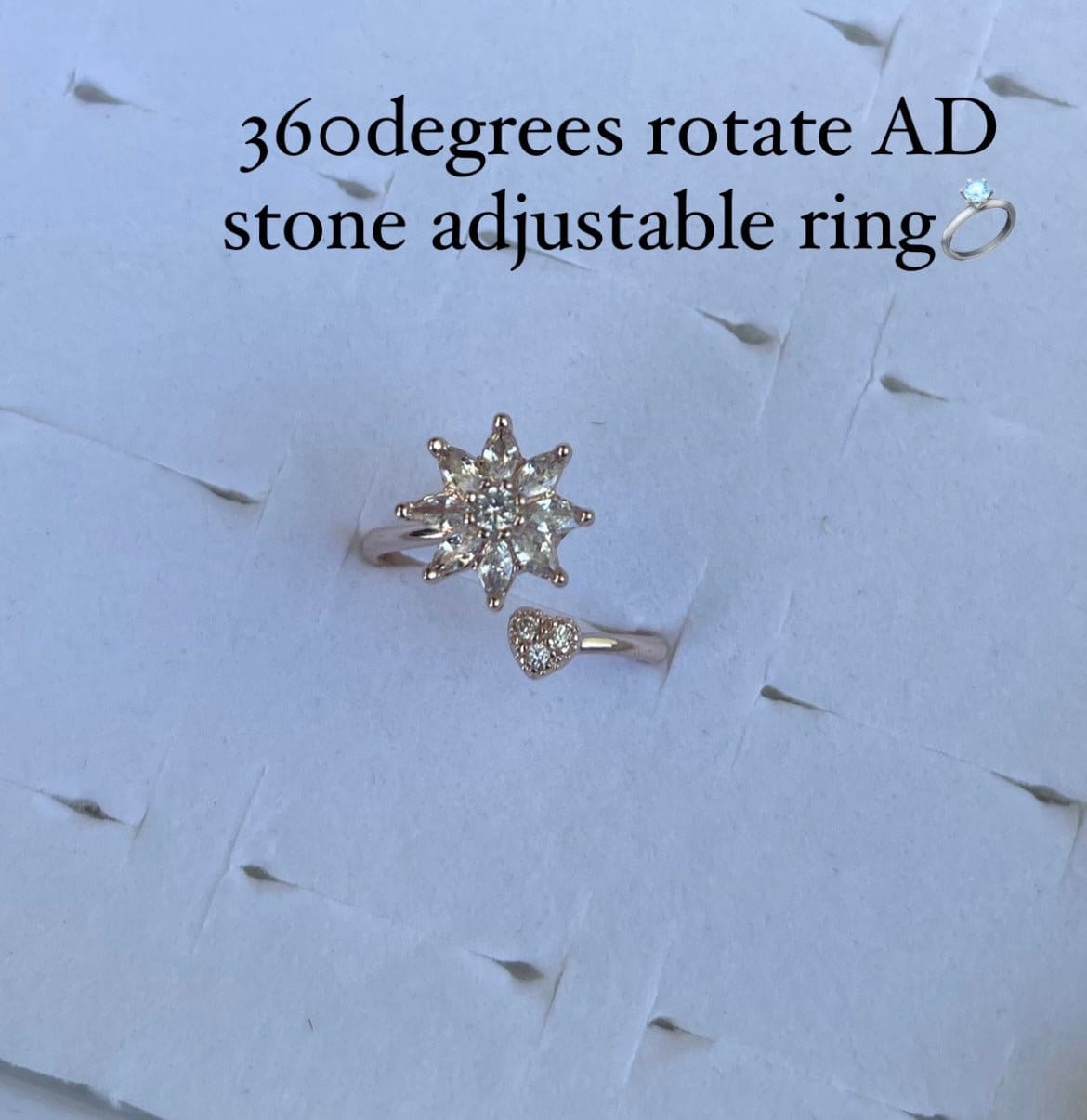 360 rotating AD stone adjustable finger rings - Alluring Accessories